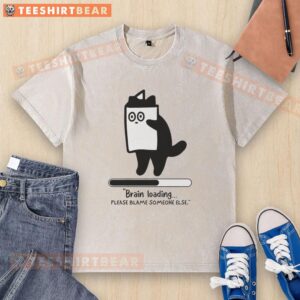 Top Cat Brain Loading T-Shirt featuring humorous design, perfect for casual wear and cat lovers. Shop now!