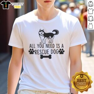 Pretty All You Need Is A Rescue Dog T-Shirt in vibrant colors, showcasing love for rescue dogs and pet adoption.