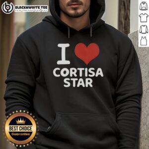 Stylish Nice I Love Cortisa Star Rap Lovers Hoodie in black, perfect for hip-hop fans and casual streetwear enthusiasts.