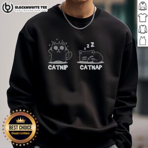 Funny Cat Sweatshirt featuring original catnip design, perfect for cat lovers and cozy catnaps.