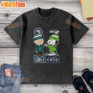Good Seattle Washington Seahawks Charlie Brown Snoopy washed t-shirt featuring vibrant graphics and soft fabric.