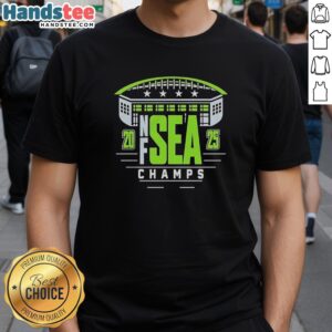 2025 Seattle Seahawks NFC Champions stadium T-shirt featuring four stars, perfect for fans celebrating the win.