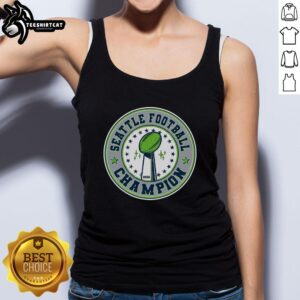 Good Seattle Football Champion 2026 emblem tank top featuring a bold design, perfect for fans and sporty summer wear.