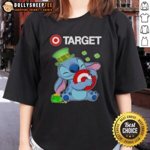 Top Stitch St. Patrick's Day ladies tee featuring a playful hug target logo, perfect for festive celebrations.