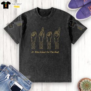 Top St. Rita Lions SRSD ASL School for the Deaf washed t-shirt featuring vibrant school colors and logo.