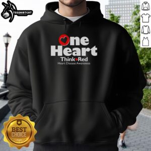 Top One Heart hoodie for Red Heart Disease Awareness Month, featuring a bold heart design promoting heart health.