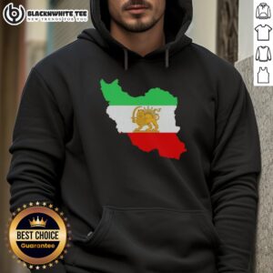 Alt Text: Good Iran map hoodie featuring the Lion and Sun logo, celebrating Persian heritage and culture.