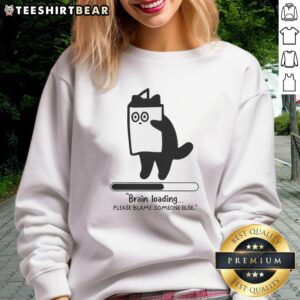 Top Cat Brain Loading sweatshirt featuring a humorous design, perfect for cat lovers and casual wear enthusiasts.