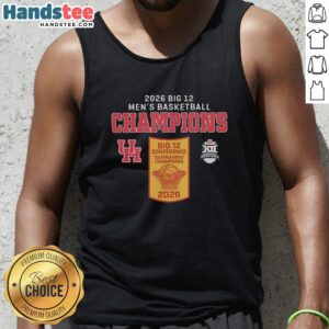 Premium Houston Cougar Big 12 Men's Basketball Champions 2026 tank top featuring vibrant team colors and logo design.