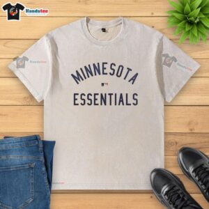 Official Minnesota Twins Essentials Washed T-Shirt in navy blue, showcasing team logo and casual style for fans.