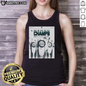Michigan State Spartans Regular Season Champions tank top poster showcasing back-to-back-to-back victories.
