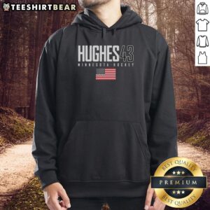 Top Quinn Hughes 43 Minnesota Wild USA Flag Elite Hoodie showcasing vibrant design and team spirit.
