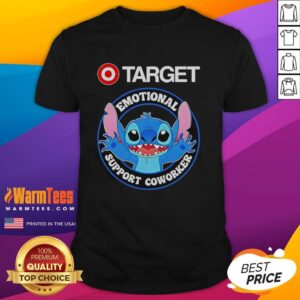 Alt Text: Good Happy Stitch Target Emotional Support Coworker T-Shirt featuring a cheerful design perfect for workplace morale.