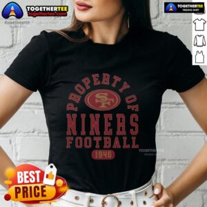 Alt Text: Original San Francisco 49ers Property 1946 Ladies Tee featuring classic team colors and vintage logo design.