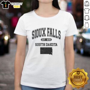 Premium Sioux Falls South Dakota Est 1835 Varsity Ladies Tee in stylish design, perfect for casual wear and local pride.