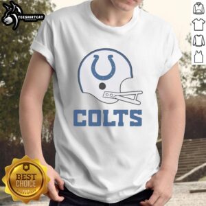 Alt Text: Hot Indianapolis Colts football logo displayed on a big helmet t-shirt, perfect for fans and game day attire.