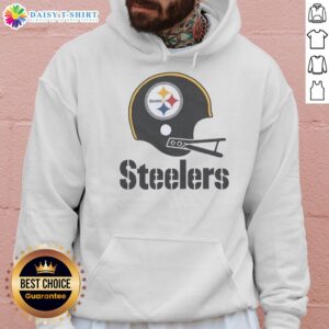 Official Pittsburgh Steelers football logo on a big helmet hoodie for fans, showcasing team spirit and style.