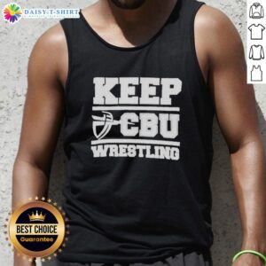 Top Keep CBU Wrestling Tank Top in black with logo, perfect for athletes and fans of California Baptist University wrestling.
