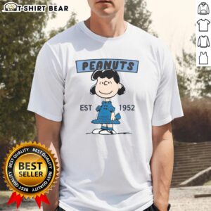 Pretty Peanuts Lucy Smile Est 1952 T-Shirt featuring a vibrant graphic of Lucy in a cheerful pose, perfect for fans.