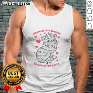 Premium tank top reading 'Diagnosed With Awwtism Because I'm Such A Cutie,' perfect for autism awareness and stylish comfort.