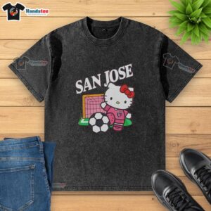 Nice San Jose Earthquakes X Hello Kitty Night 2026 Celebration washed t-shirt featuring colorful graphics and playful design.