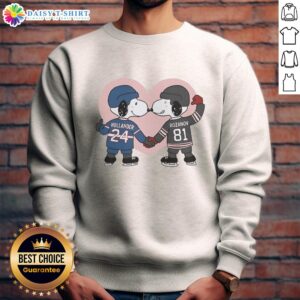 Cozy Nice Snoopy X Ilya Rozanov and Shane Hollander hockey romance sweatshirt featuring playful Snoopy design.