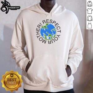 Black hoodie with 'Nice Respect Your Mother' slogan, perfect for casual wear and showing appreciation for moms.