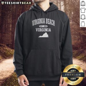 Cozy varsity hoodie featuring 'Top Virginia Beach Virginia Est 1906' design, perfect for beach lovers and alumni.