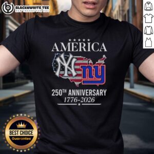 Original America New York Yankees and New York Giants 250th Anniversary T-Shirt celebrating 1776-2026.