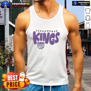 Alt Text: Stylish Nice Sacramento Kings bubble tank top featuring team colors and logo, perfect for game day or casual wear.