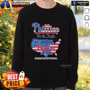 Alt Text: Top Philadelphia Phillies We The People Semiquincentennial Sweatshirt featuring team logo and commemorative design.
