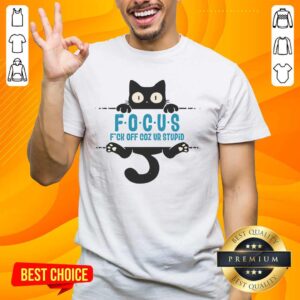 Alt Text: Nice Focus 'Fck Off Coz Ur Stupid' T-Shirt design featuring bold typography on a casual tee.