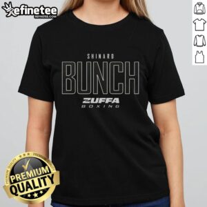Alt Text: Premium Shinard Bunch Zuffa Boxing Elite Ladies Tee featuring a stylish design perfect for boxing enthusiasts.