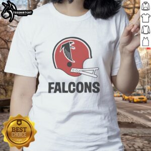 Alt Text: Nice Atlanta Falcons football logo displayed on a large helmet graphic for a stylish ladies' tee shirt design.