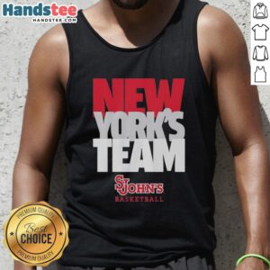 Nice St. John's Red Storm NCAA men's basketball tank top featuring stacked text design for New York fans.