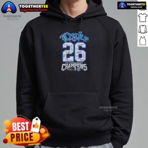 2026 ACC Tournament Champions hoodie featuring Nice Duke Blue Devils signatures and phrase design.