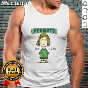 Pretty Peanuts Peppermint Patty Est 1950 tank top featuring a vibrant design inspired by classic comic characters.
