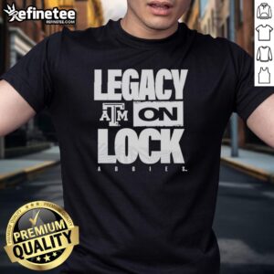 Premium Texas A&M Aggies NCAA 2026 Legacy On Lock Logo T-Shirt showcasing vibrant team colors and logo design.