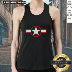 Alt Text: Premium star and bar stylized USAF roundel symbol on a stylish tank top, perfect for aviation and military enthusiasts.