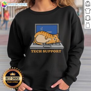 Cozy Top Tech Support Cat Sweatshirt featuring a playful cat design, perfect for tech enthusiasts and cat lovers.