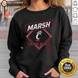 Premium Carson Marsh Cincinnati Bearcats baseball sweatshirt featuring vibrant team colors and logo, perfect for fans.