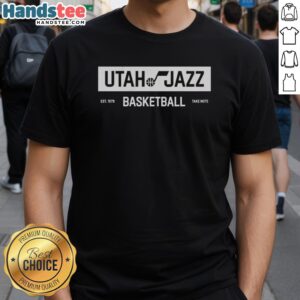 Nice Utah Jazz Basketball Take Note Est 1979 T-Shirt featuring team colors and logo, perfect for fans of the NBA.