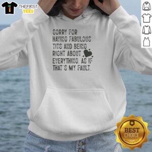Alt Text: Premium hoodie featuring 'Sorry for Having Fabulous Tits and Being Right About Everything' design for stylish confidence.