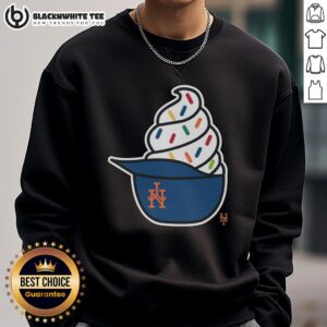 Good New York Mets ice cream sweatshirt featuring vibrant team colors and playful ice cream design for fans.