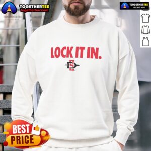Funny San Diego State Aztecs 2026 Lock It In Sweatshirt featuring a vibrant design and comfortable fit for fans.