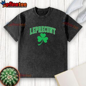 Alt Text: Premium Leprecunt Shamrock St. Patrick's Day washed t-shirt featuring a vibrant shamrock design and relaxed fit.