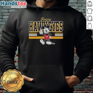 Premium Iowa Hawkeyes Mickey Mouse hoodie featuring vibrant colors and a stylish design for fans.