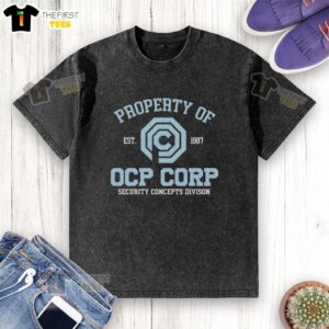 Official Omni Consumer Products RoboCop T-shirt featuring OCP Corp Security Concepts Division established in 1987.