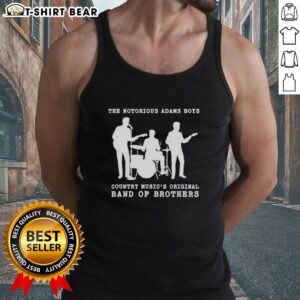 Silhouette of the Adams Boys, original country music band, on a stylish tank top design showcasing brotherly bond.