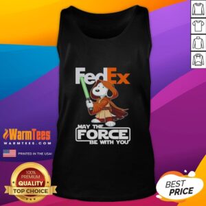 Cute Snoopy FedEx tank top featuring 'May the Force Be With You' design for fans of Snoopy and stylish apparel.